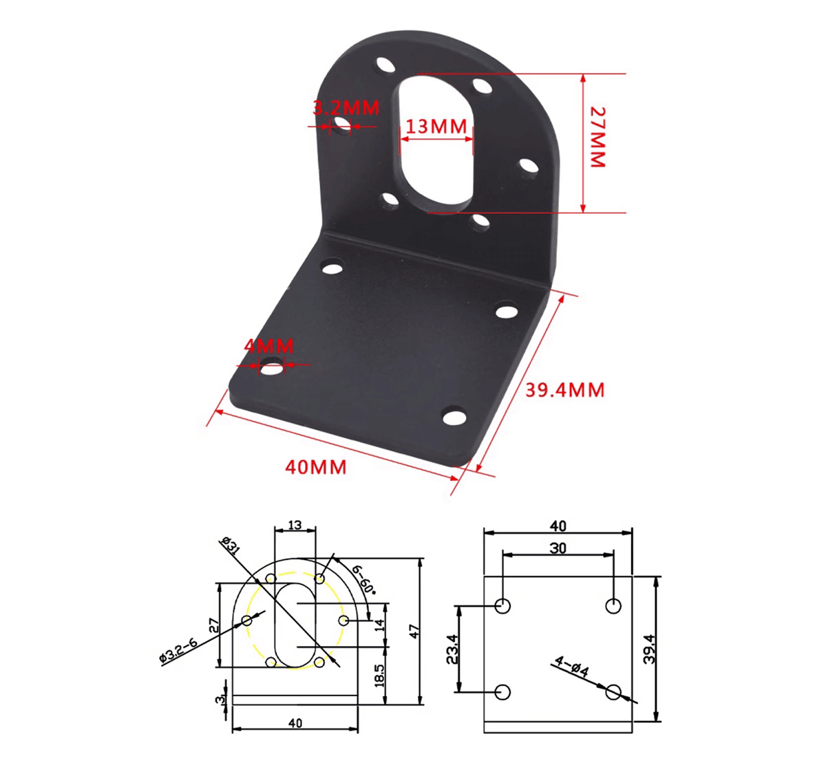 JGB37 Series Metal Gear Motor Mounting Bracket With Screws - PMD